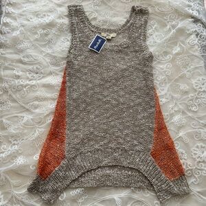 ISSI Gray and Orange Sleeveless Asymmetrical Sequins Top - NEW with tags